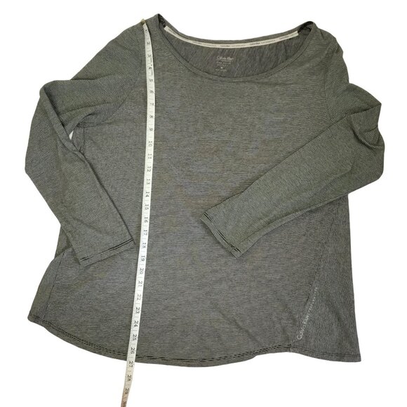 CALVIN KLEIN Women XL Stripe Long Sleeve Performance Top Athleisure Gray Shirt - Picture 4 of 9